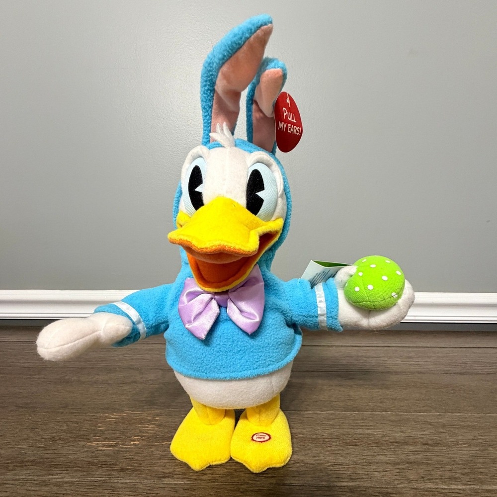 Disney Hallmark Donald Duck Easter Bunny Plush Animated Toy